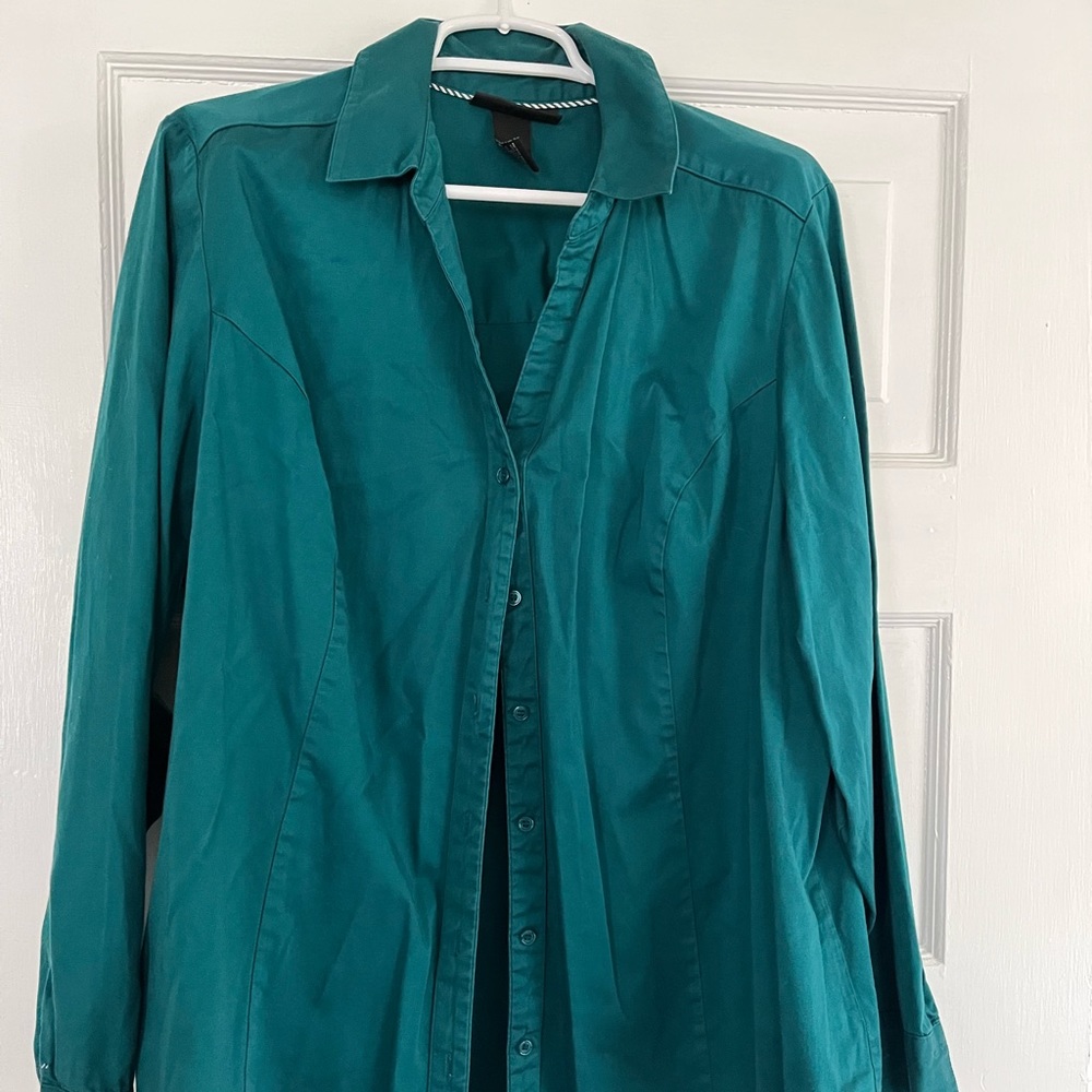 Teal Women's Cotton Button-Up Shirt